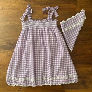 Bonjour Diary Violet Gingham Dress with Scarf